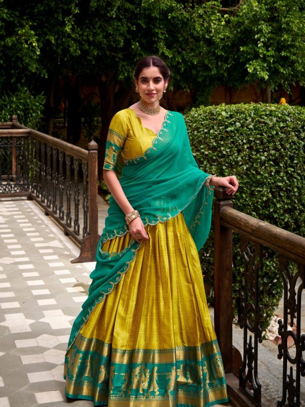 Cotton Zari Weaving Worked Lehenga Choli