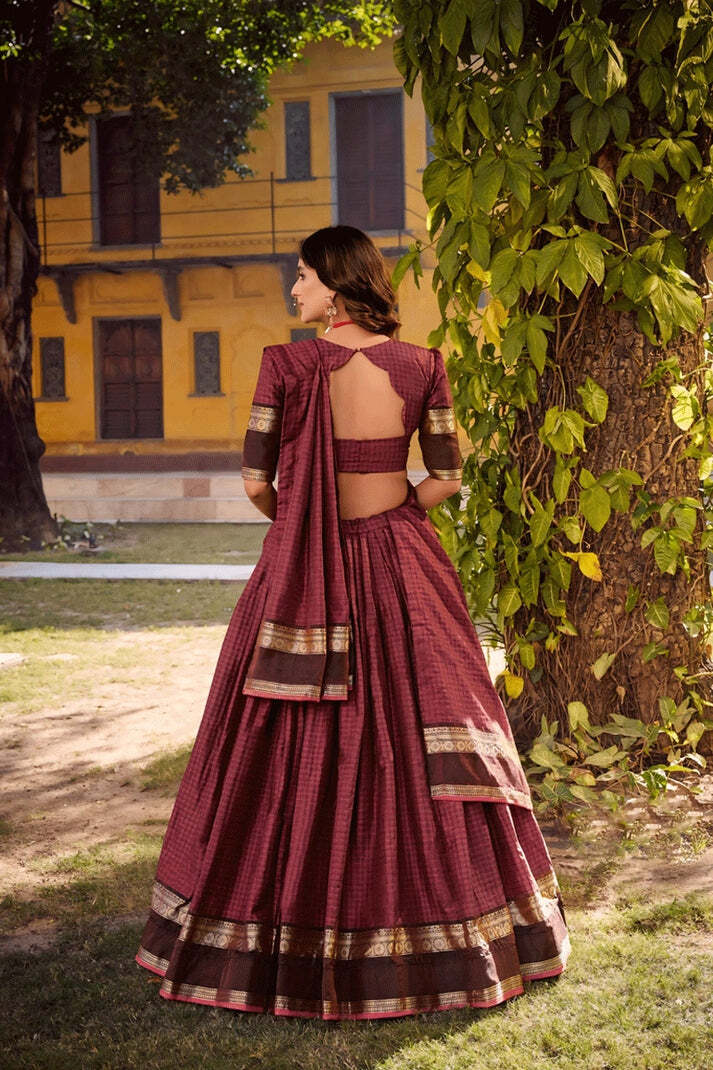Cotton Half Lehenga Saree for Wedding - Image 3
