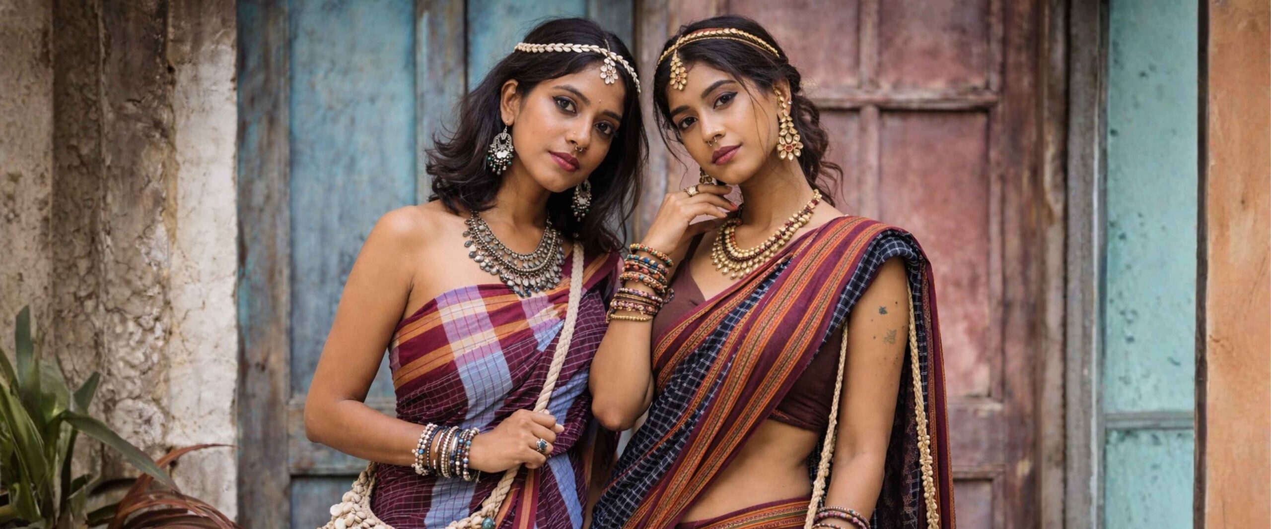 Rare traditional sarees of Maharashtra - Chandrakala, Jot, and Kunbi Saree Boho Look.