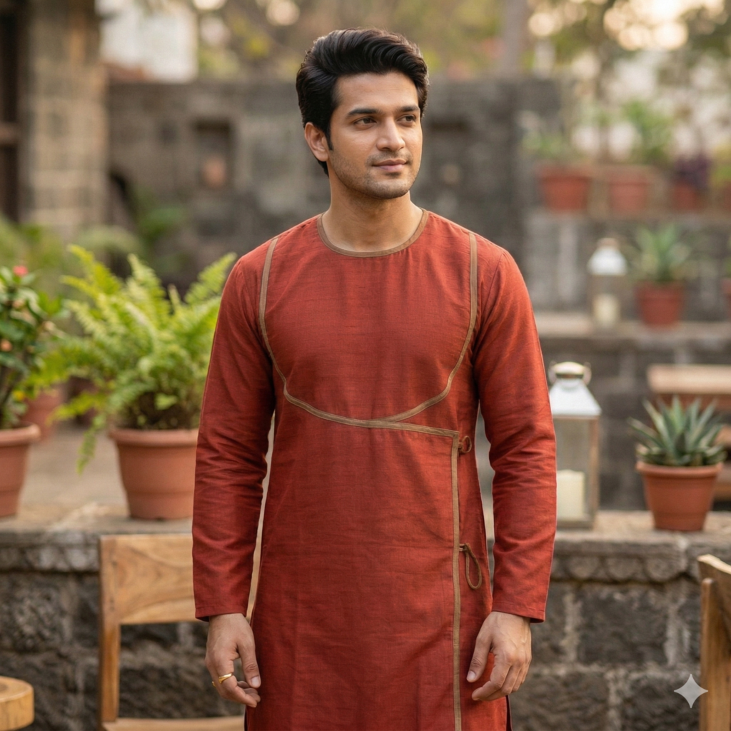 Maharashtrian man wearing Barabandi with Pheta and Dhoti — full traditional look