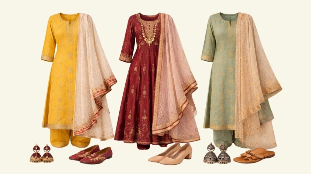 Combination for Ethnic Wear as per 60 30 10 Rule of Balancing the Outfit Colours for Wow Effect.jpg