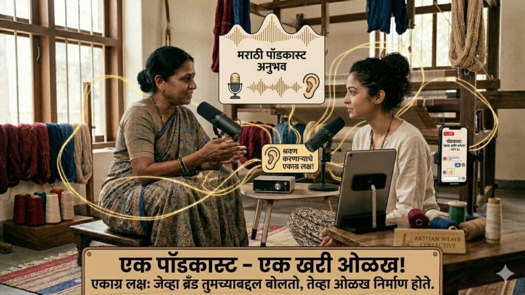 Marathi Business Woman doing Podcast series to Promote Brand and get established as a brand and promote product Brand Maratha.jpg