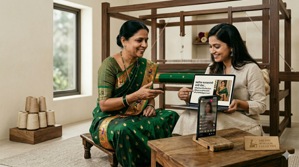 Marathi Woman Selling Products by creating reel is doing proper Branding of her products by placing it 7 times before the audience for recognition and conversion.jpg